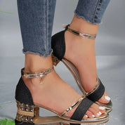 Damen Knöchelriemen Pumps Block High Heel