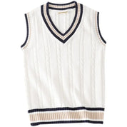 Dicker V-Ausschnitt ärmelloser Strickpullover