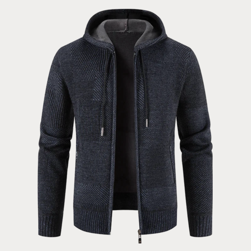 Stilvolle Winter Strickjacke mit Kapuze
