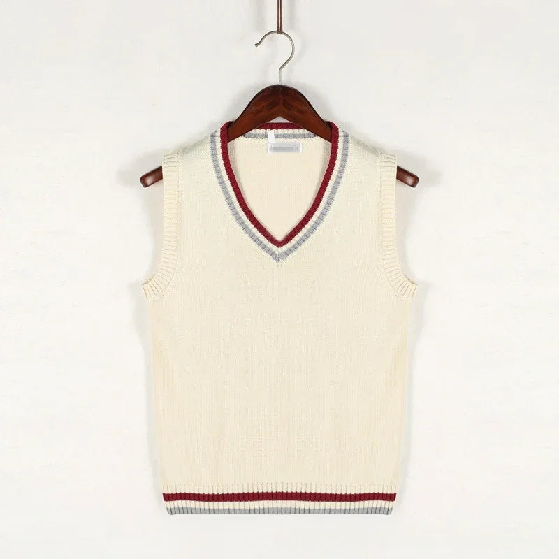 Dicker V-Ausschnitt ärmelloser Strickpullover