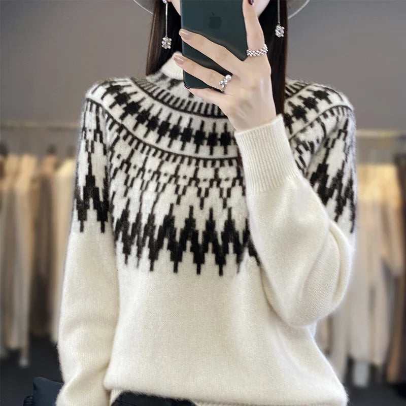 Damen Norweger Pullover Fair Isle
