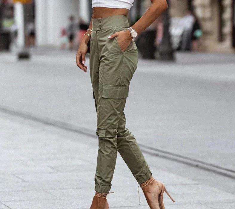 Damen Cargohose mit hoher Taille