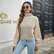 Damen Rollkragenpullover mit Laternenärmeln
