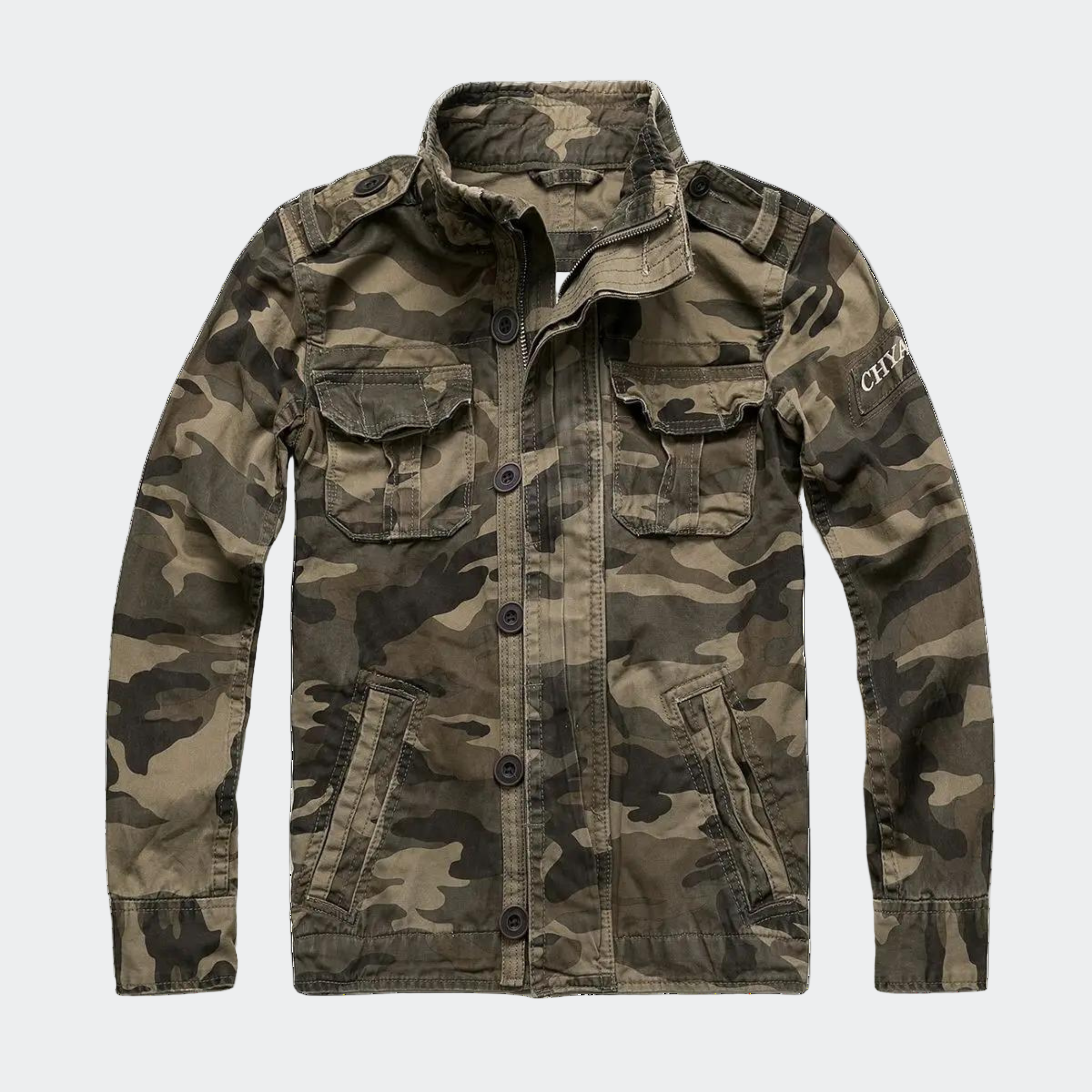 Herren Retro Denimjacke im Armeestil