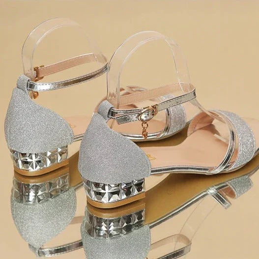 Damen Knöchelriemen Pumps Block High Heel
