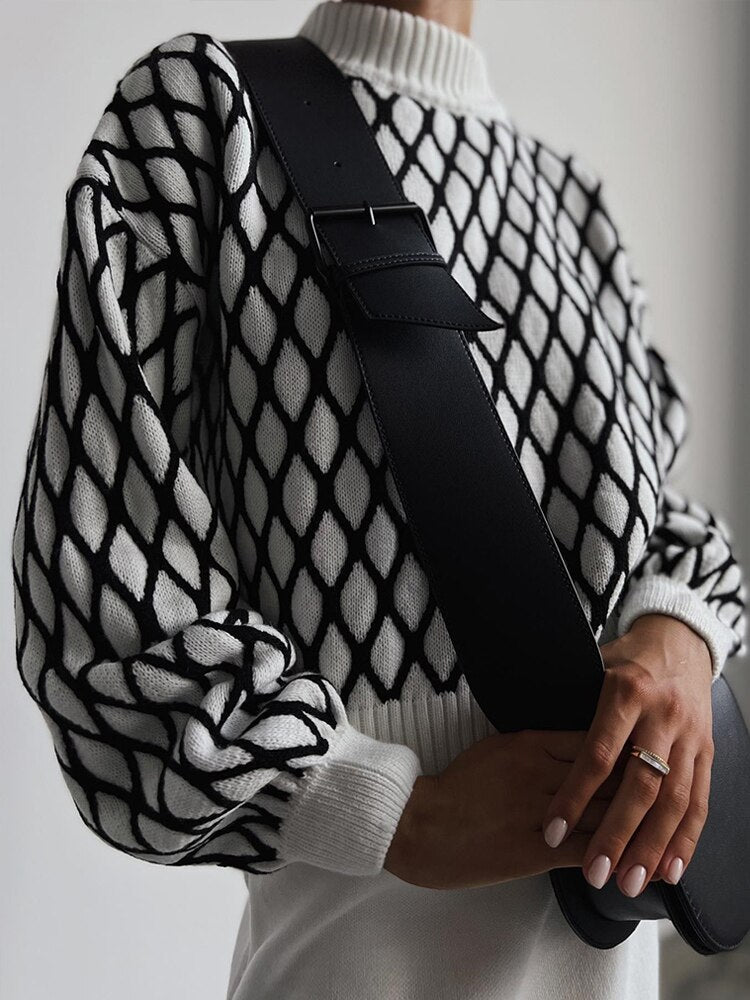 Karierter Damen Rollkragenpullover