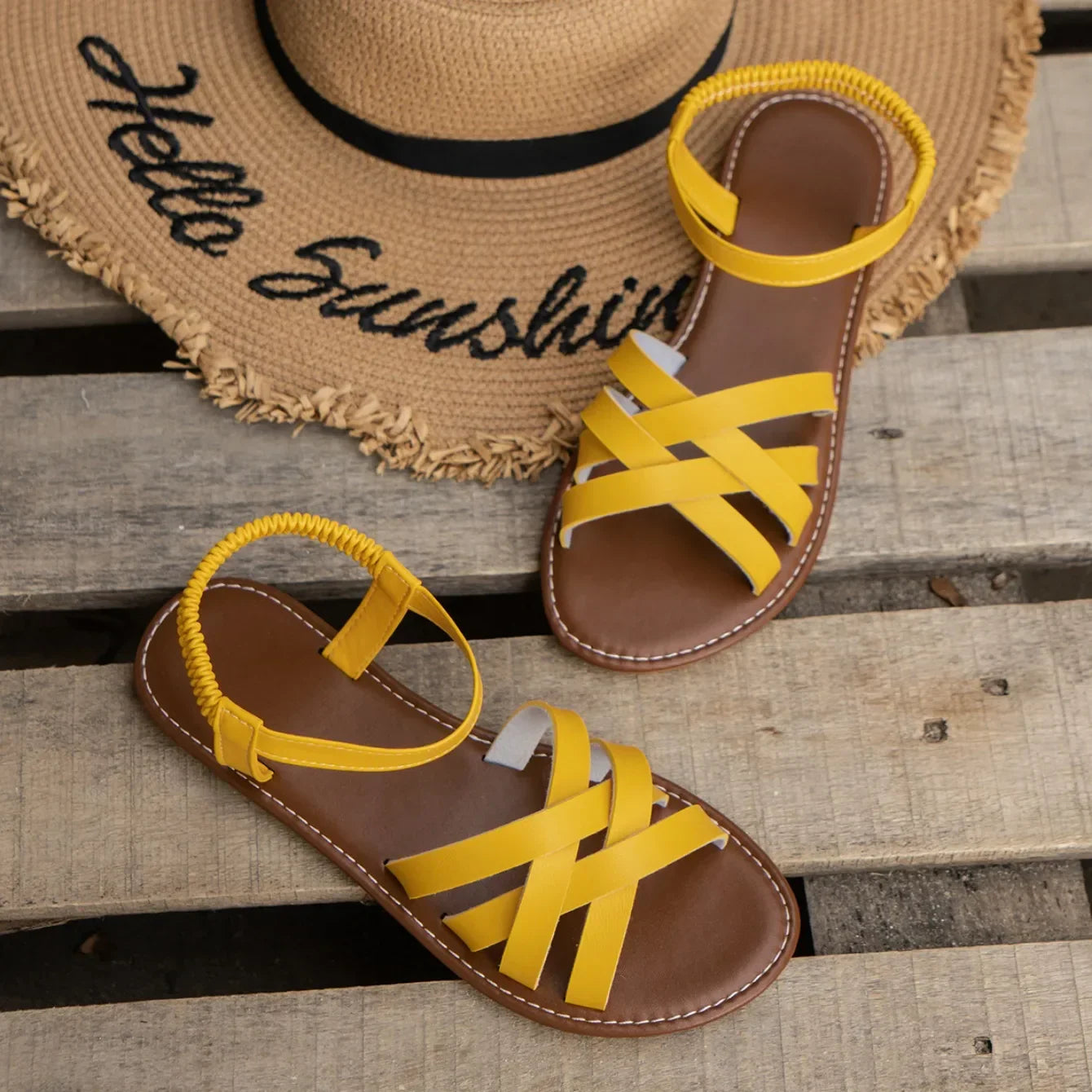 Flache Damen Riemchensandalen