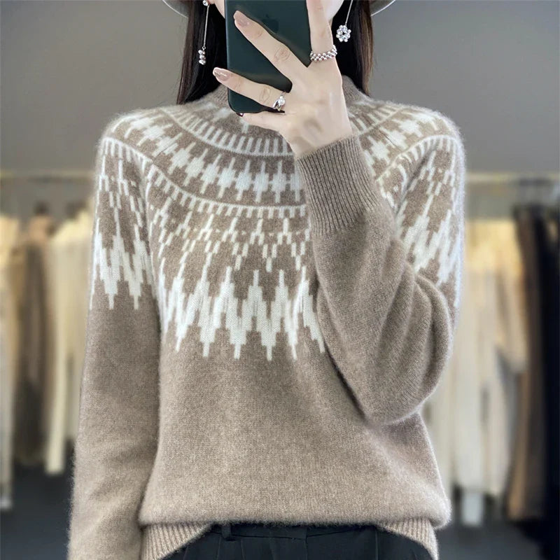 Damen Norweger Pullover Fair Isle