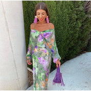 Maxikleid mit Halo-Dye-Print und abnehmbarem Schal