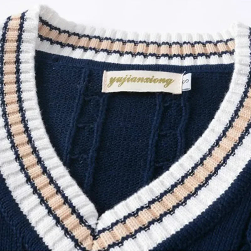 Dicker V-Ausschnitt ärmelloser Strickpullover