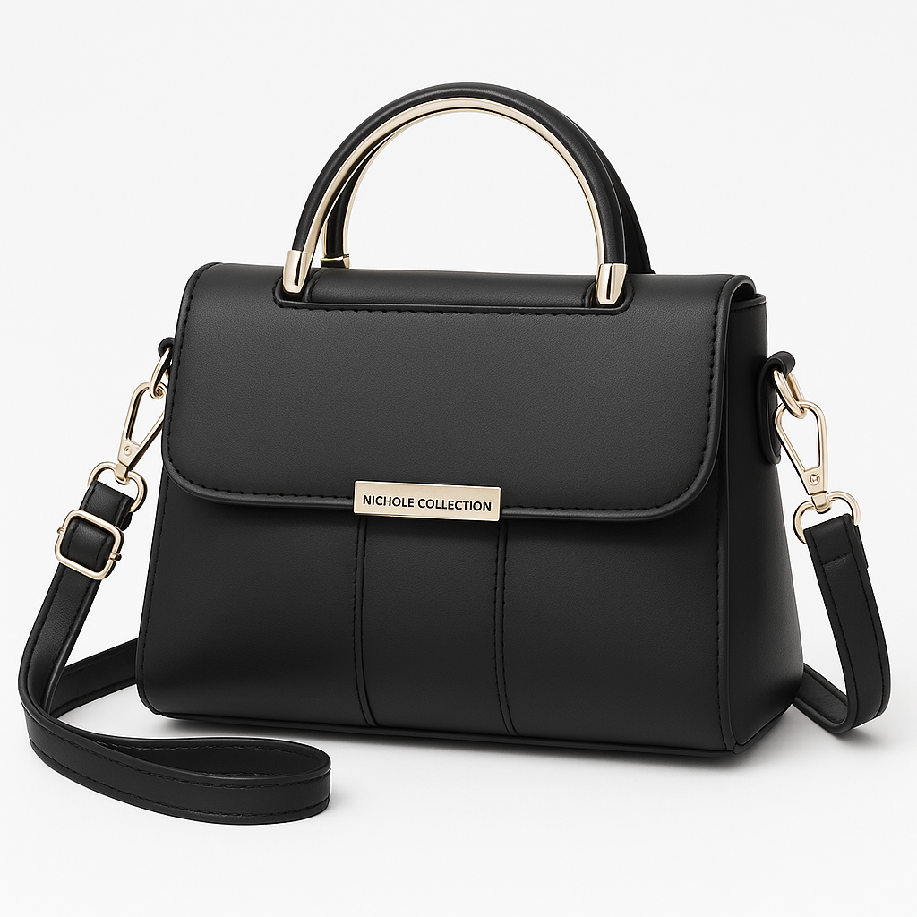 Schicke vegane Ledertasche mit Deckel
