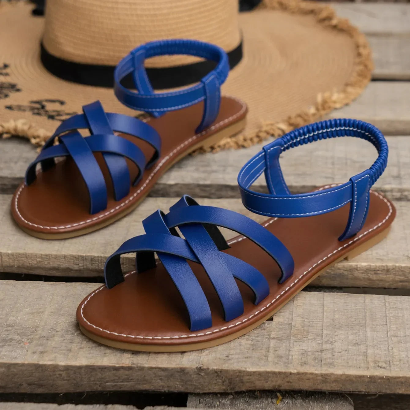 Flache Damen Riemchensandalen