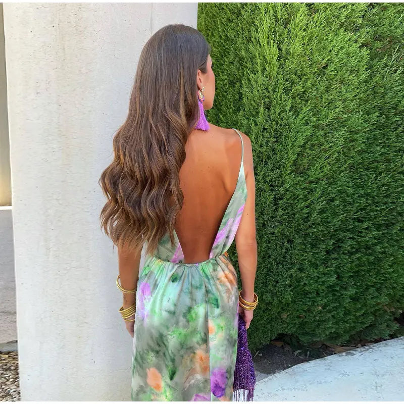 Maxikleid mit Halo-Dye-Print und abnehmbarem Schal