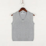 Dicker V-Ausschnitt ärmelloser Strickpullover
