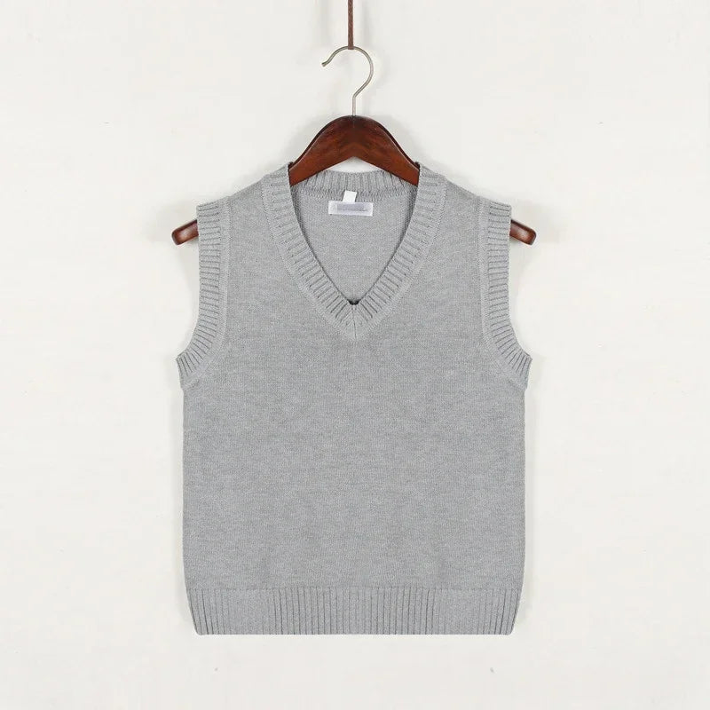 Dicker V-Ausschnitt ärmelloser Strickpullover
