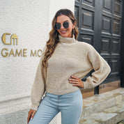 Damen Rollkragenpullover mit Laternenärmeln
