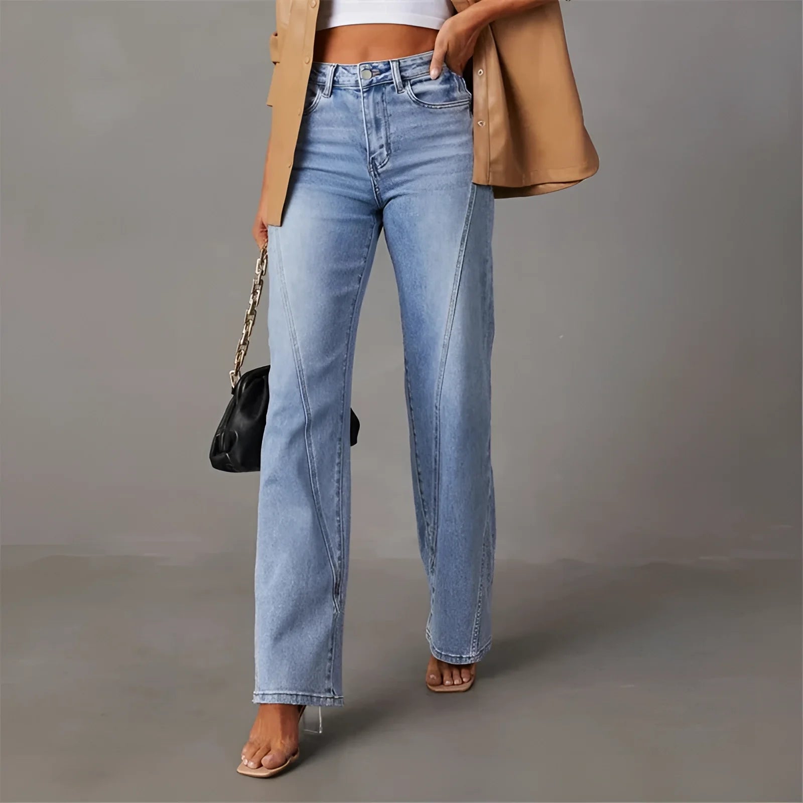 Schlagjeans mit hoher Taille