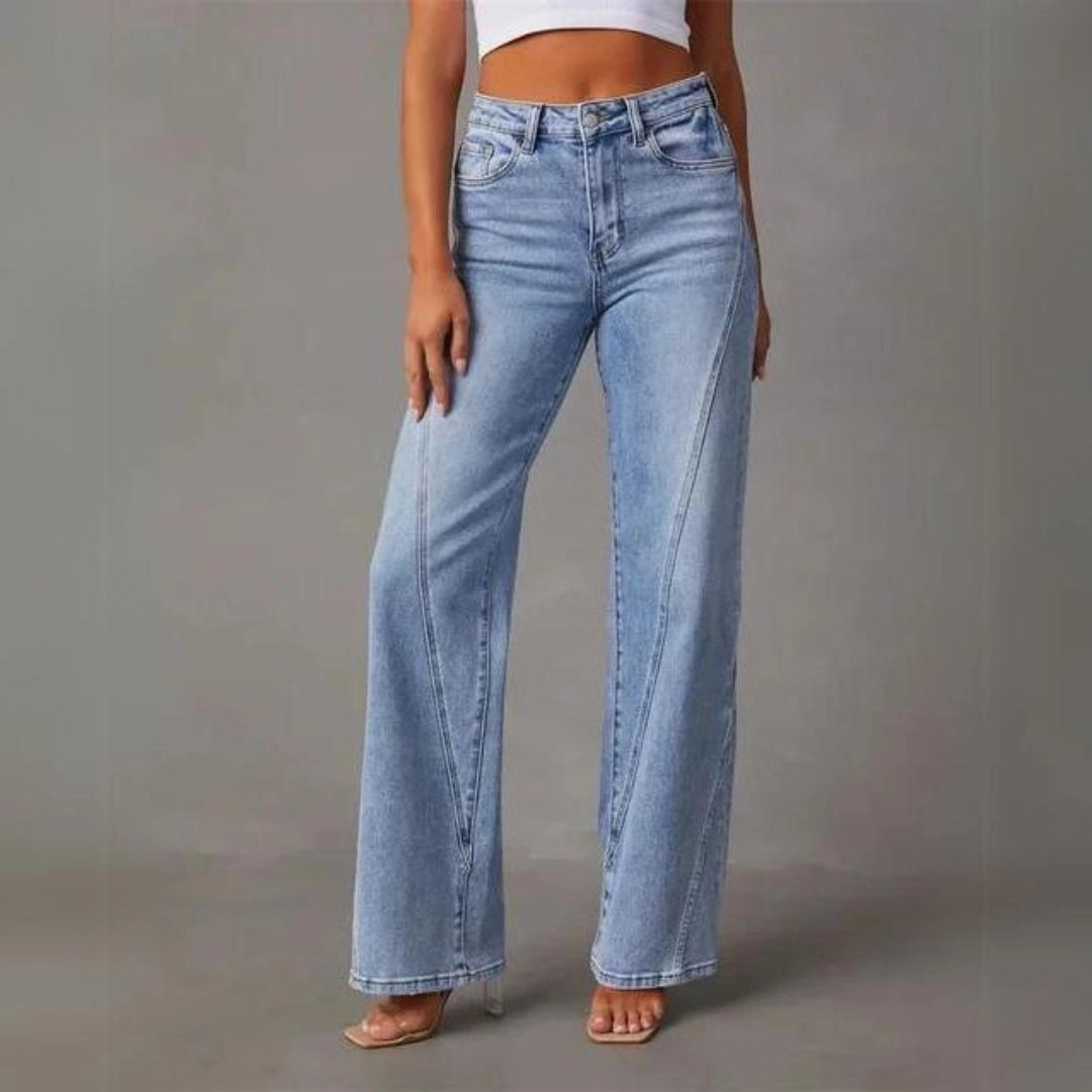 Schlagjeans mit hoher Taille