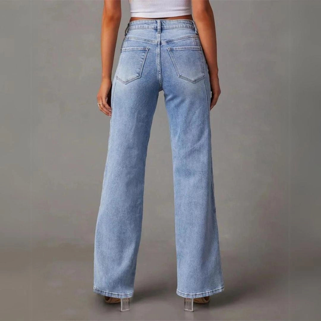 Schlagjeans mit hoher Taille