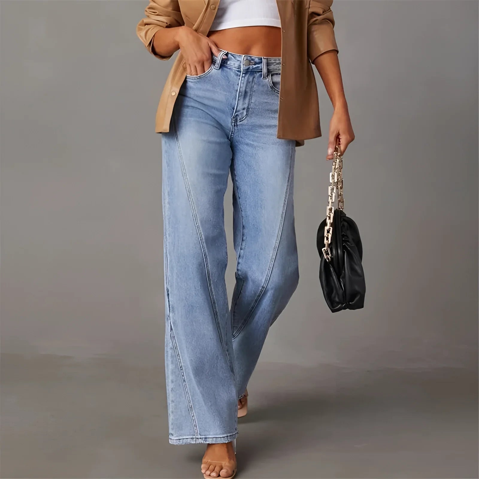 Schlagjeans mit hoher Taille