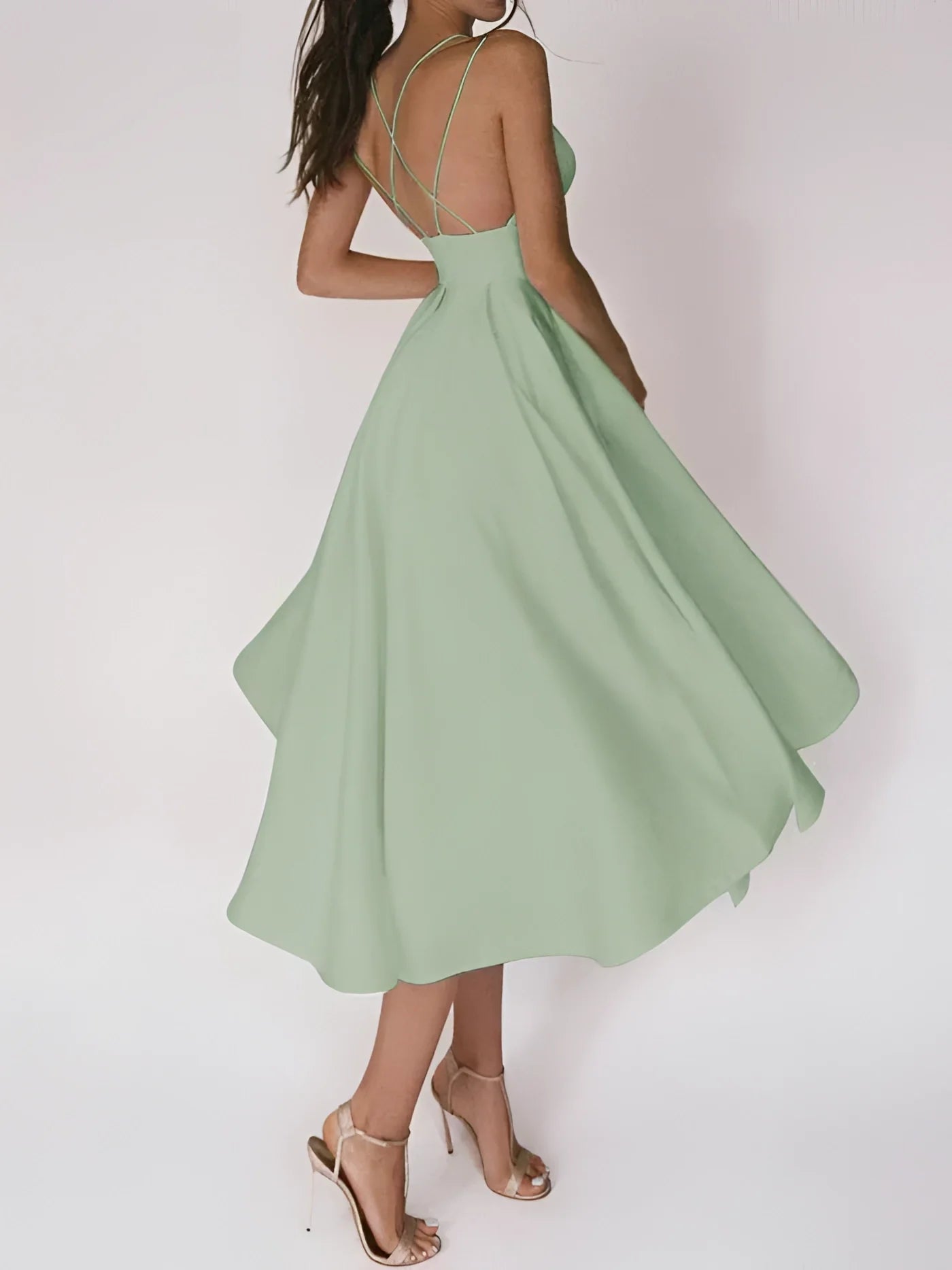Midi-Kleid mit Überkreuztem Rücken
