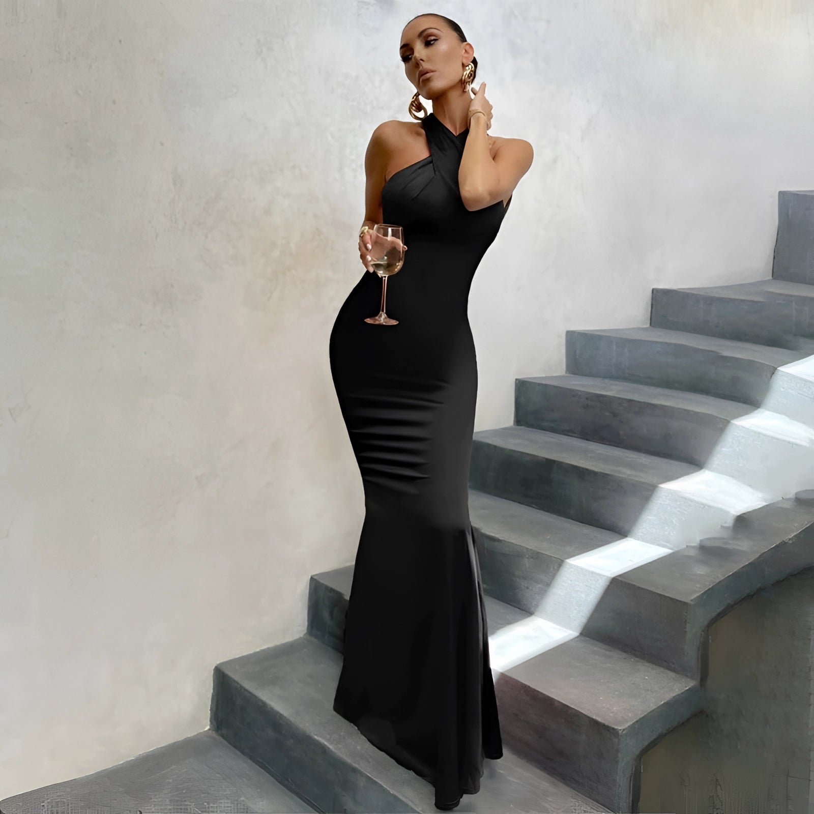 Satin Meerjungfrau Neckholder Abendkleid