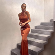Satin Meerjungfrau Neckholder Abendkleid