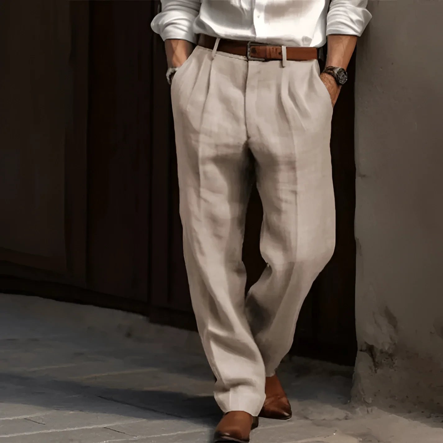 Sommer Business Casual Herren Leinenhose