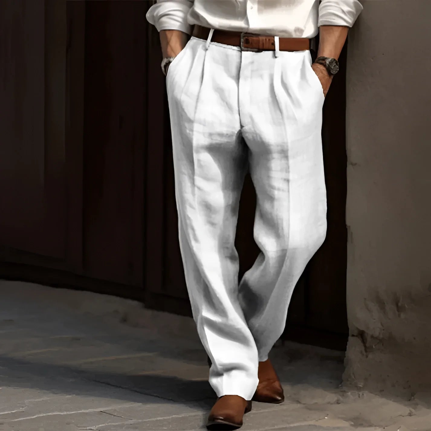 Sommer Business Casual Herren Leinenhose