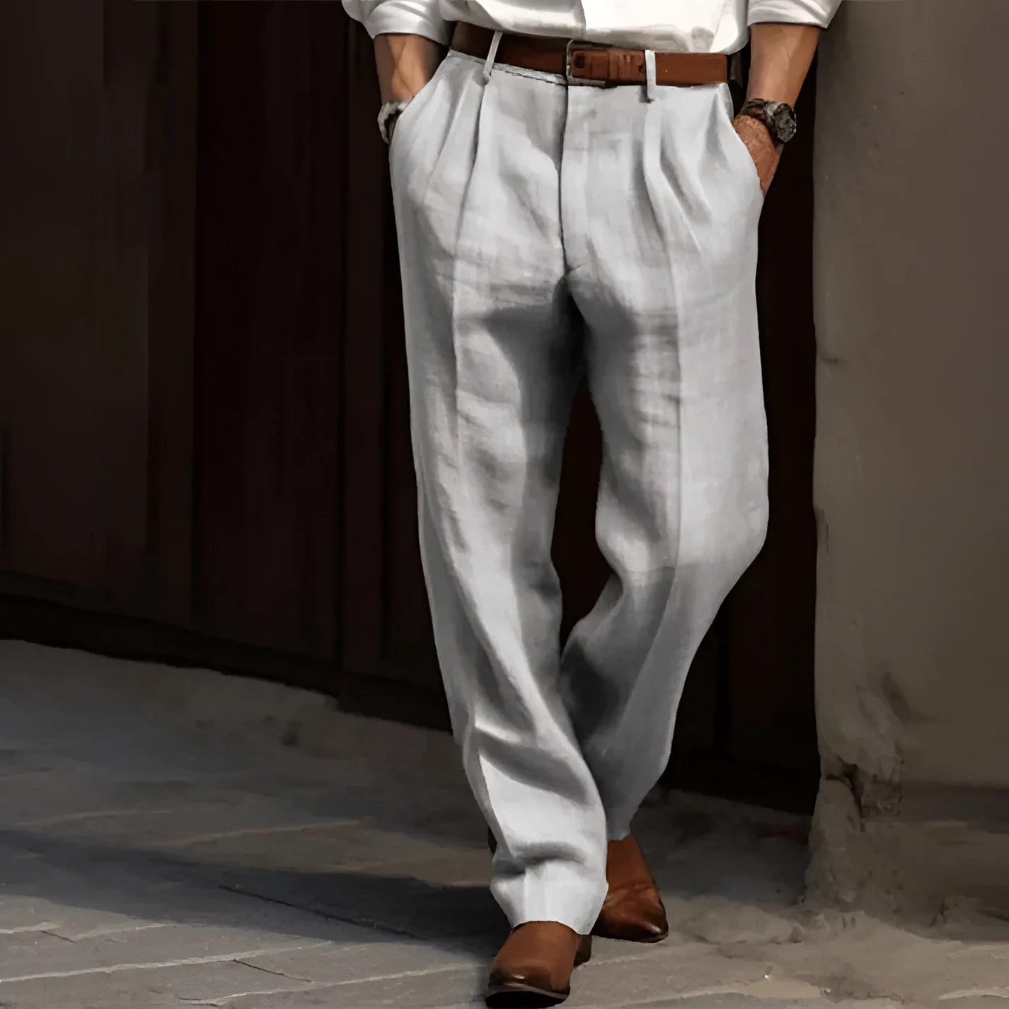 Sommer Business Casual Herren Leinenhose