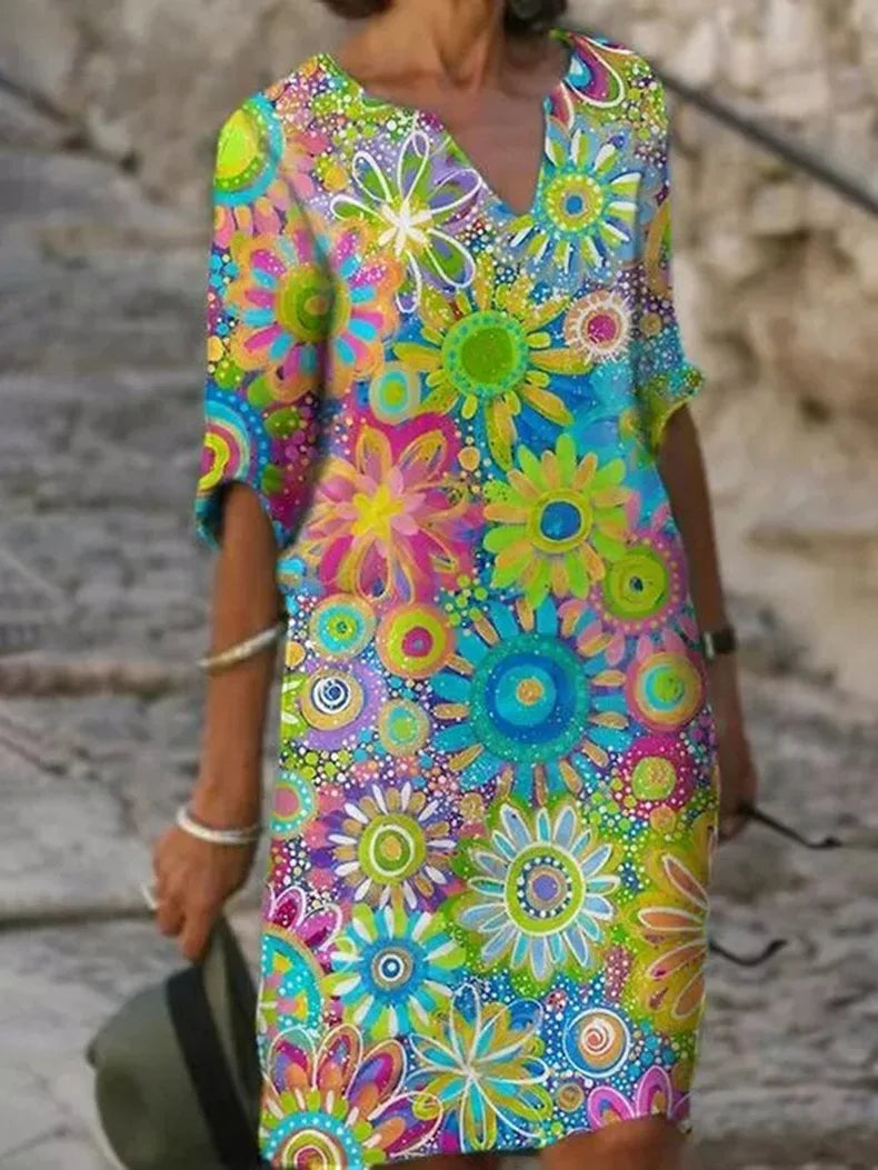 Damen Sommer Blumenkleid