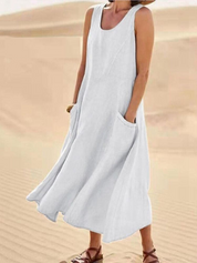Elegantes Sommerkleid wit Bauchabdeckung