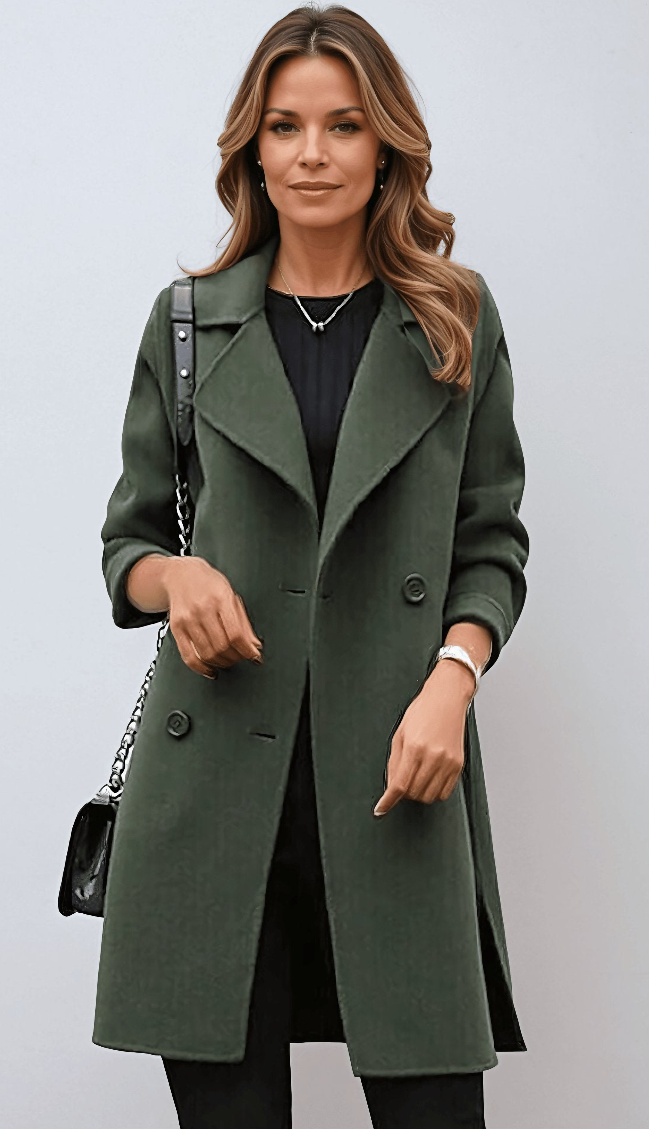 Damen Trenchcoat Lang Übergang