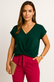 V-Ausschnitt Damen Knotenshirt