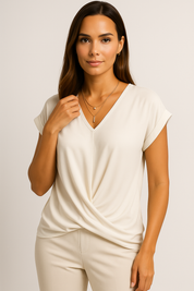 V-Ausschnitt Damen Knotenshirt