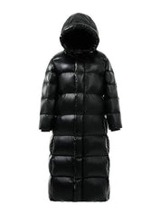 Lange Damen Winterjacke mit Reißverschluss