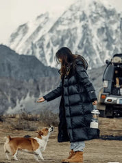 Lange Damen Winterjacke mit Reißverschluss