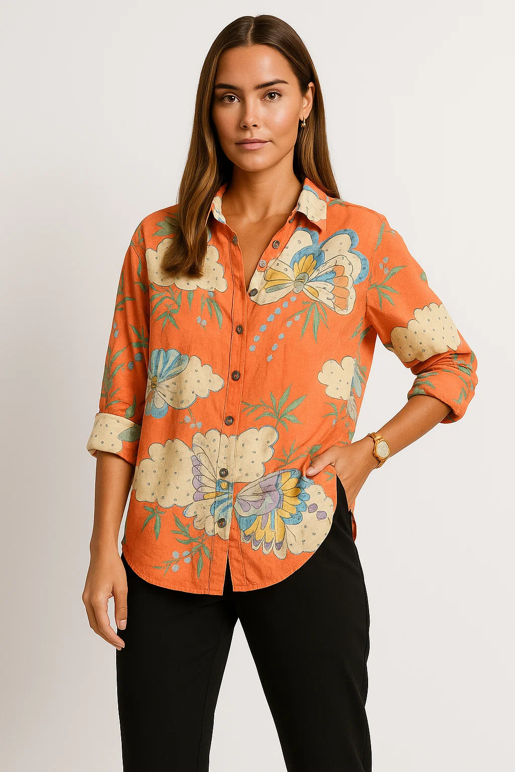 Vintage-Bluse mit floralem Muster