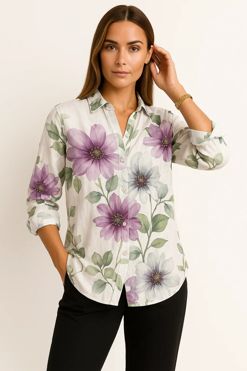 Vintage-Bluse mit floralem Muster