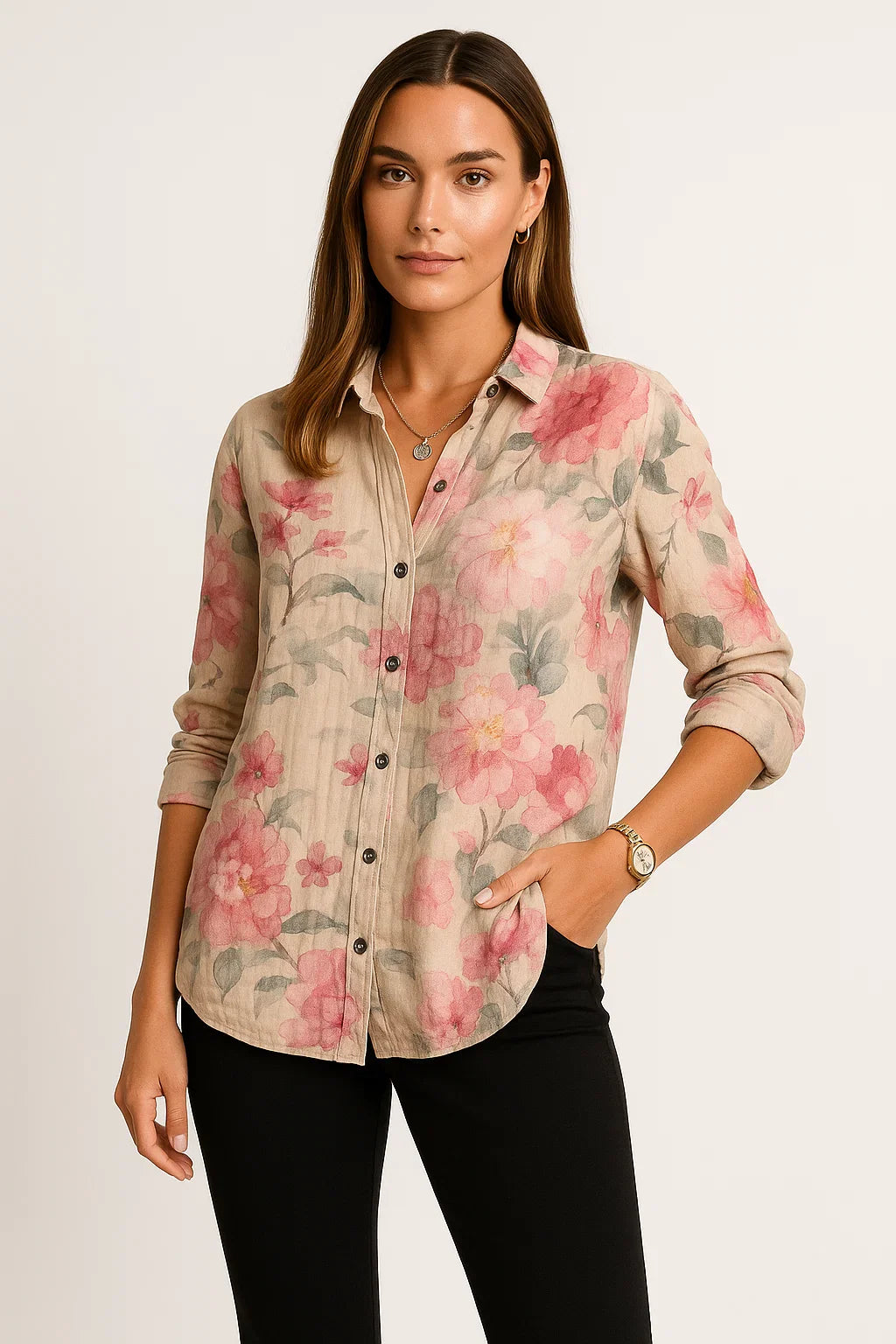 Vintage-Bluse mit floralem Muster