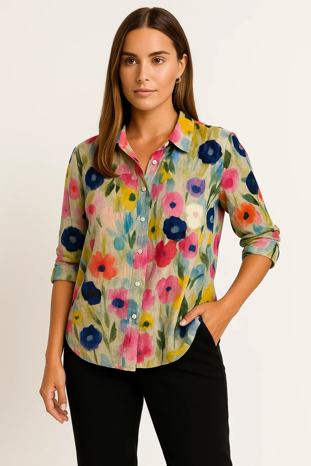 Vintage-Bluse mit floralem Muster