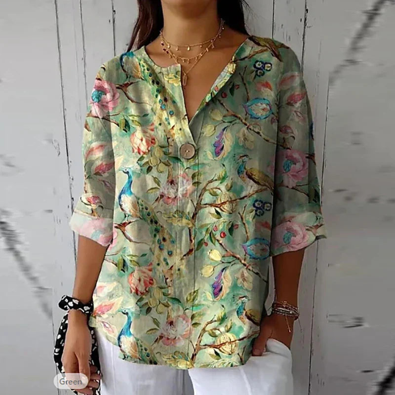 Damen Sommerbluse mit Blumen