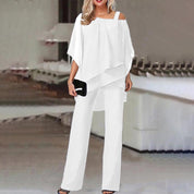 Zweiteiliger Jumpsuit mit schulterfreier Bluse