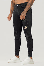 Schwarze Zerrissene Herren Skinny Jeans