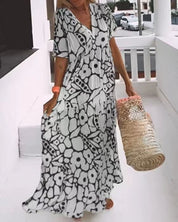 Atmungsaktives V-Ausschnitt Maxikleid