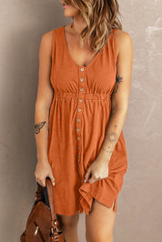 Ärmelloses knöpfbares Sommerkleid