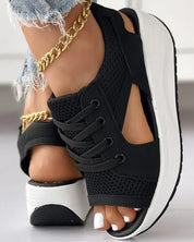 Kontrastfarbene Muffin Sandalen