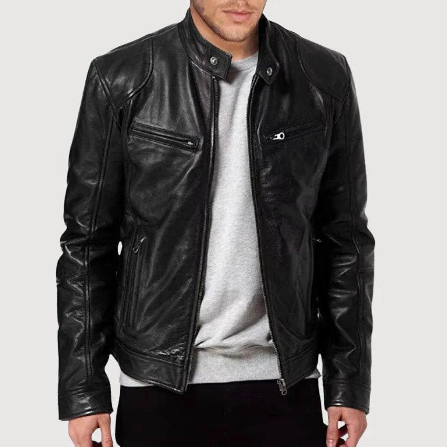Stilvolle Biker Herren Lederjacke