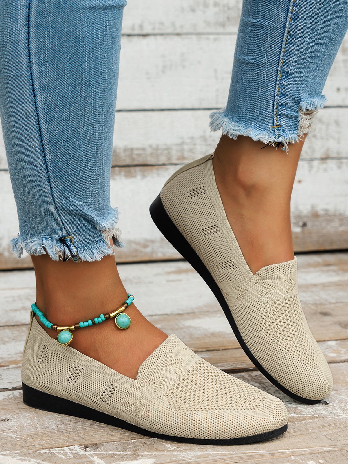 Atmungsaktive Flache Schlupfschuhe
