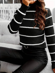 Gestreifter Damen Rollkragenpullover